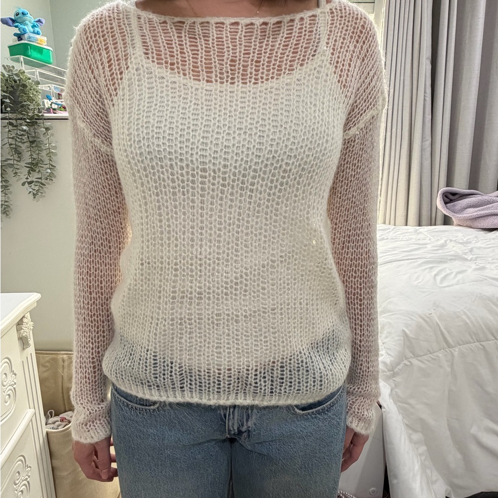 Brandy melville mesh like sweater cream